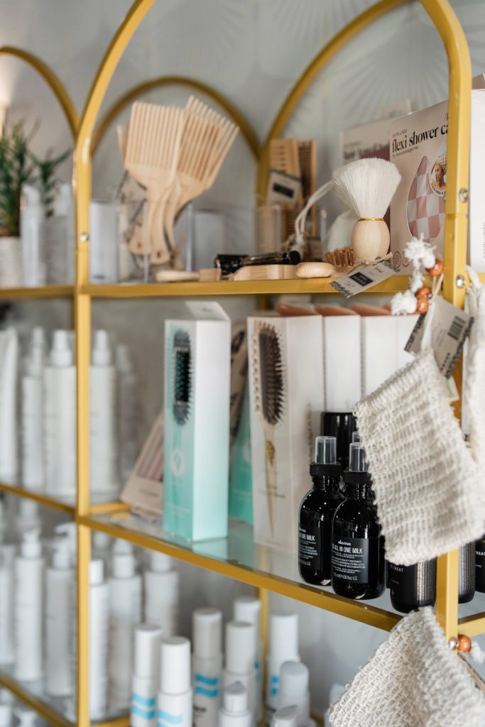 Retail hair care products available at The Cutting Room salon